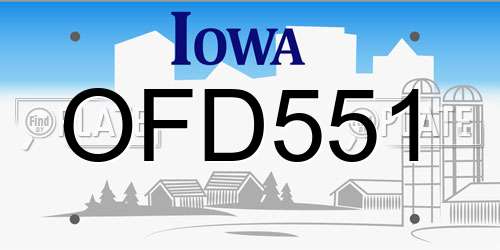 OFD551 Iowa License Plate