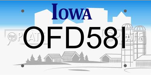 OFD58I Iowa License Plate