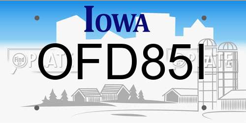 OFD85I Iowa License Plate