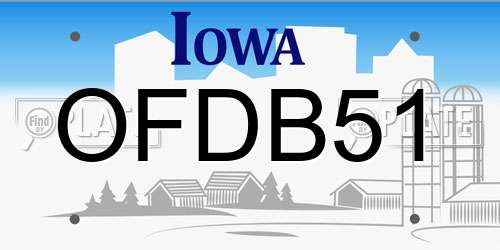 OFDB51 Iowa License Plate
