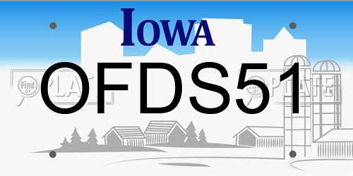 OFDS51 Iowa License Plate