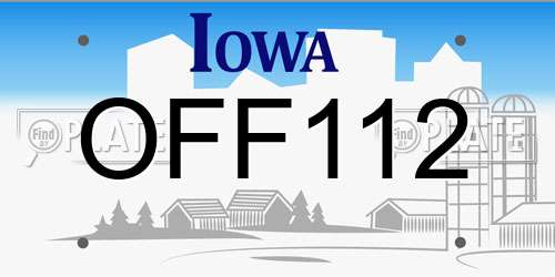 OFF112 Iowa License Plate