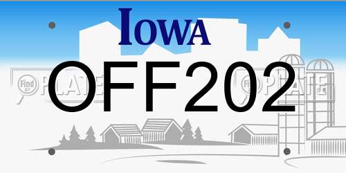 OFF202 Iowa License Plate