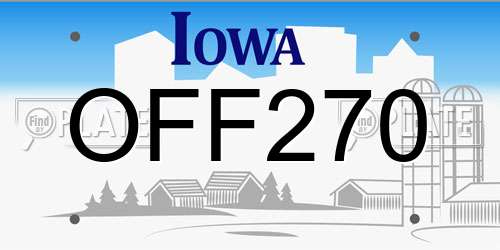 OFF270 Iowa License Plate