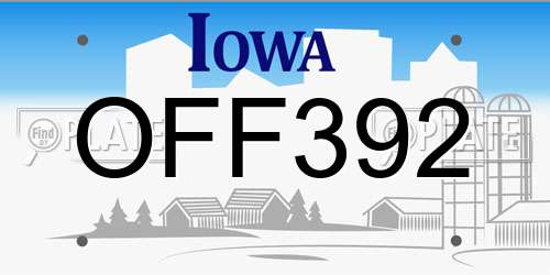 OFF392 Iowa License Plate