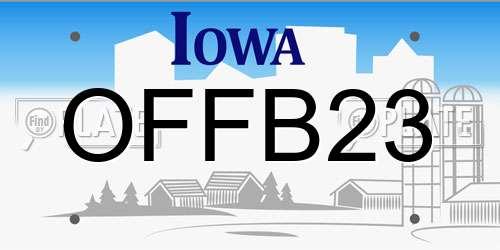 OFFB23 Iowa License Plate