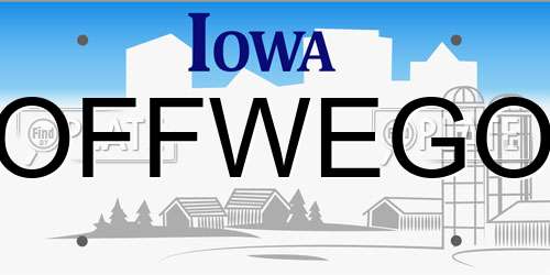 OFFWEGO Iowa License Plate