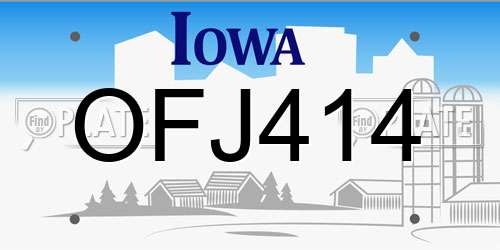 OFJ414 Iowa License Plate