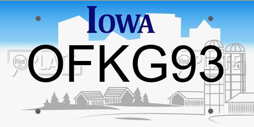 OFKG93 Iowa License Plate