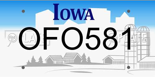 OFO581 Iowa License Plate