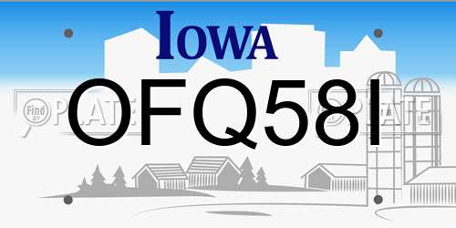 OFQ58I Iowa License Plate