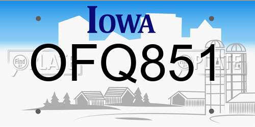 OFQ851 Iowa License Plate