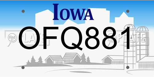 OFQ881 Iowa License Plate