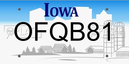 OFQB81 Iowa License Plate