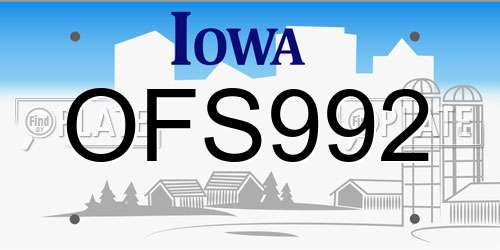 OFS992 Iowa License Plate