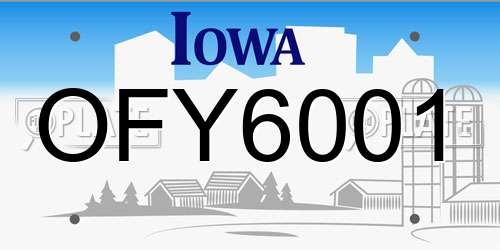 OFY6001 Iowa License Plate