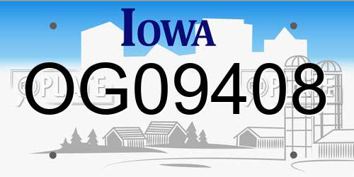 OG09408 Iowa License Plate