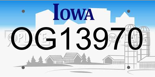 OG13970 Iowa License Plate