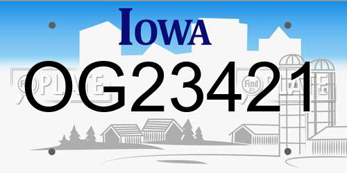 OG23421 Iowa License Plate