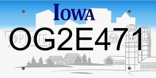 OG2E471 Iowa License Plate