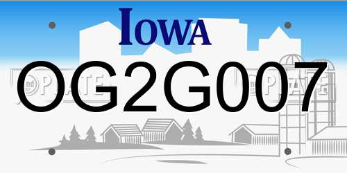 OG2G007 Iowa License Plate
