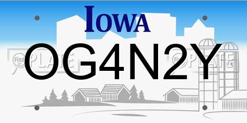 OG4N2Y Iowa License Plate