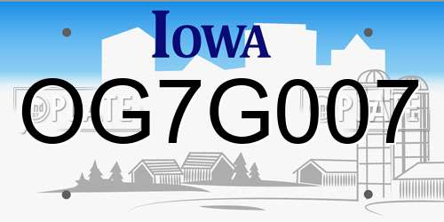 OG7G007 Iowa License Plate