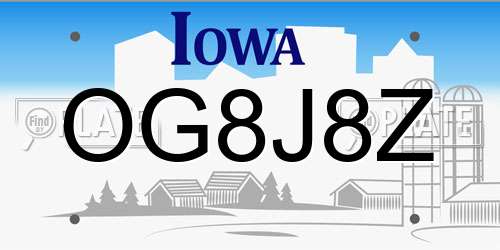 OG8J8Z Iowa License Plate