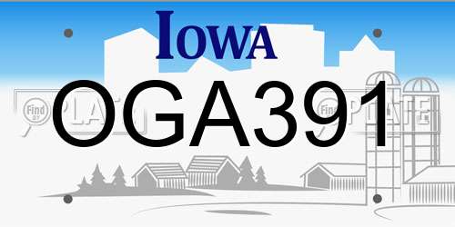 OGA391 Iowa License Plate