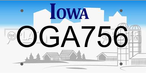 OGA756 Iowa License Plate