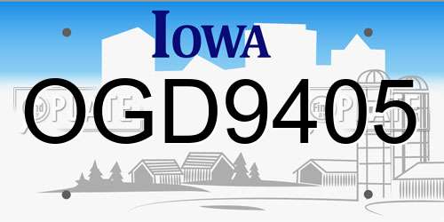 OGD9405 Iowa License Plate