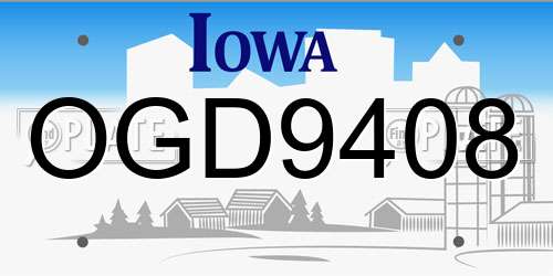 OGD9408 Iowa License Plate