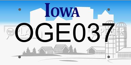 OGE037 Iowa License Plate