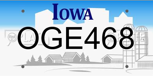 OGE468 Iowa License Plate