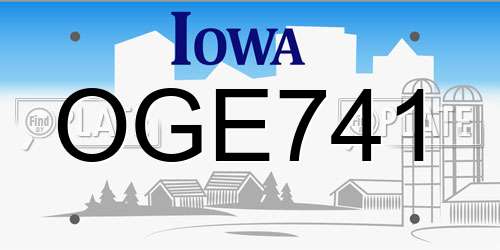 OGE741 Iowa License Plate