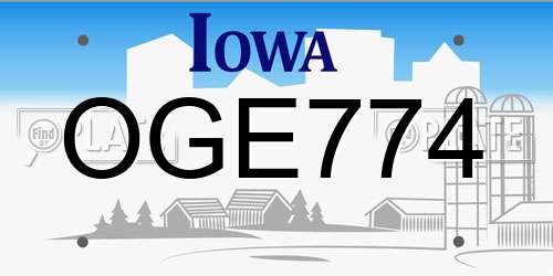 OGE774 Iowa License Plate