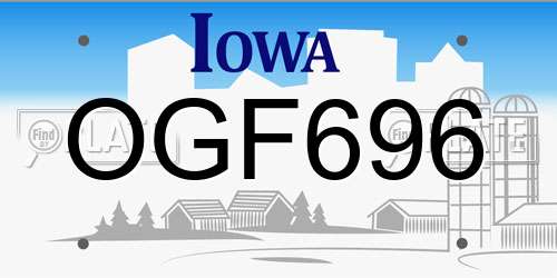 OGF696 Iowa License Plate