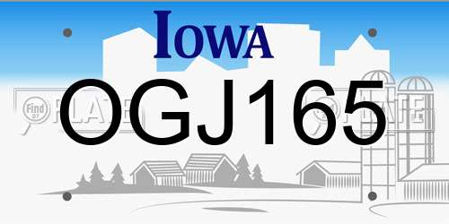 OGJ165 Iowa License Plate