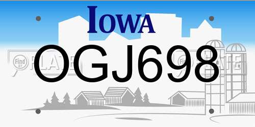 OGJ698 Iowa License Plate