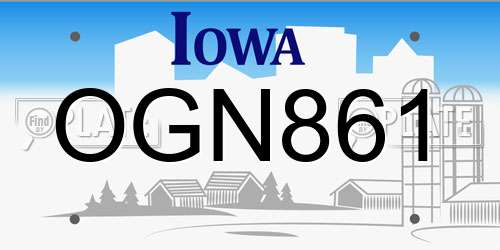 OGN861 Iowa License Plate