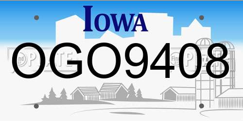 OGO9408 Iowa License Plate