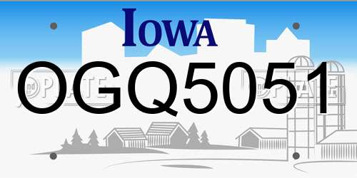 OGQ5051 Iowa License Plate
