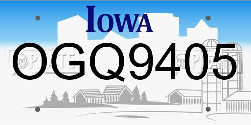 OGQ9405 Iowa License Plate