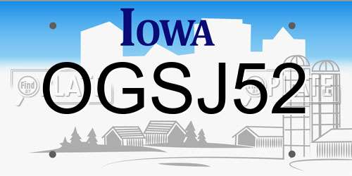 OGSJ52 Iowa License Plate