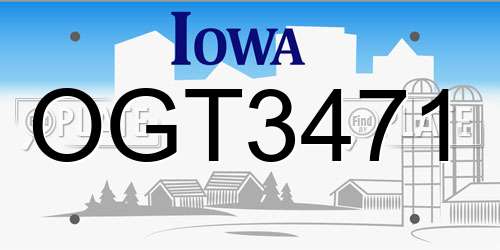 OGT3471 Iowa License Plate