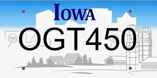 OGT450 Iowa License Plate