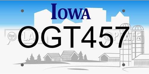 OGT457 Iowa License Plate