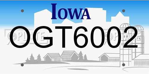 OGT6002 Iowa License Plate