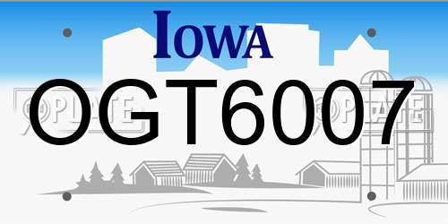OGT6007 Iowa License Plate