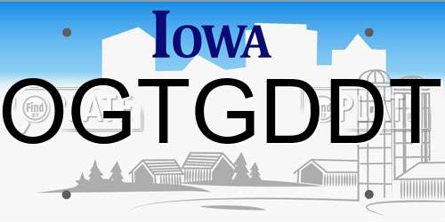 OGTGDDT Iowa License Plate